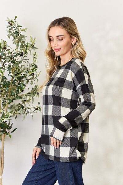 Celeste Full Size Plaid Round Neck Long Sleeve Shirt