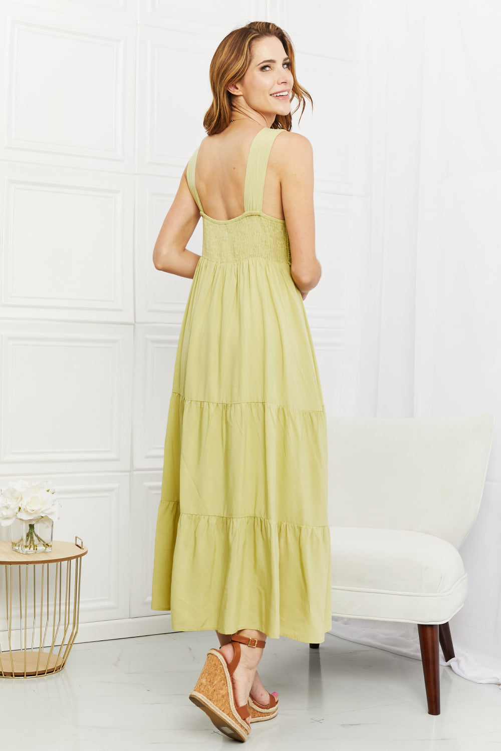 HEYSON Summer Dream Crochet Midi Dress in Lime
