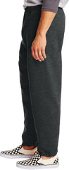 Elastic waist, two side pockets and cinched cuffs.