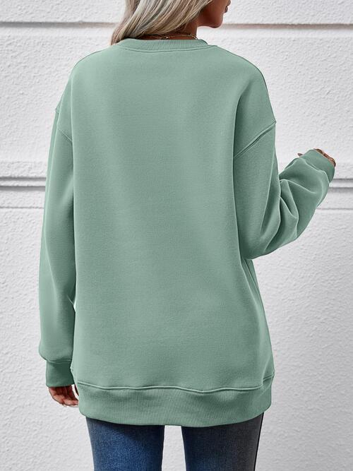 Live Christmas Drop Shoulder Round Neck Sweatshirt