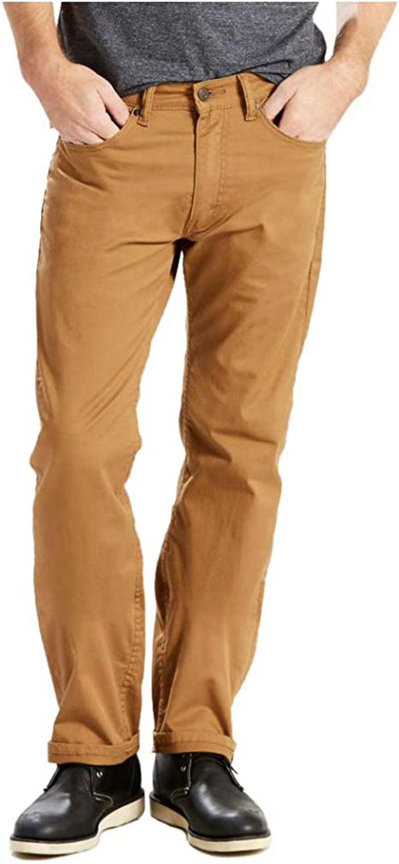 Cotton Levi's jeans in brown. Five-pocket styling. Zip-fly. Belt loops at waistband. 