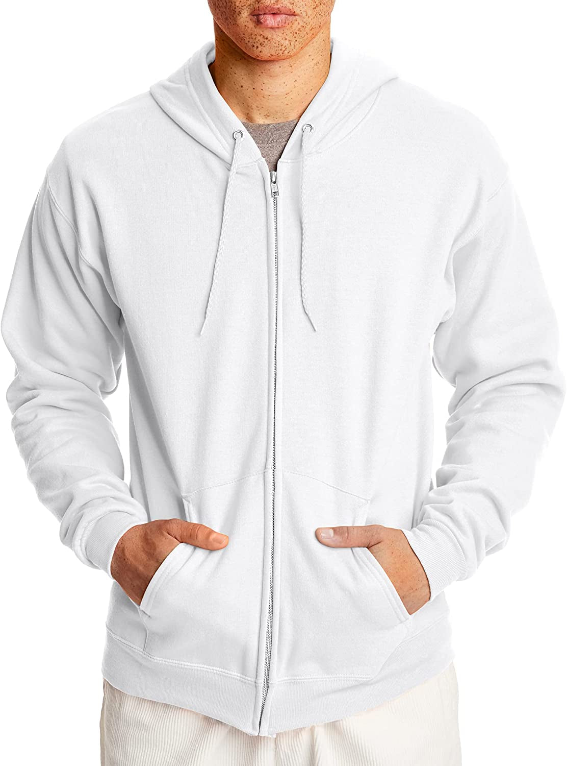 Hanes Men'S Hoodie, Ecosmart Fleece Zip-Front Hooded Sweatshirt, Cotton-Blend Fleece Hooded Sweatshirt, Mid-Weight Zip-Up