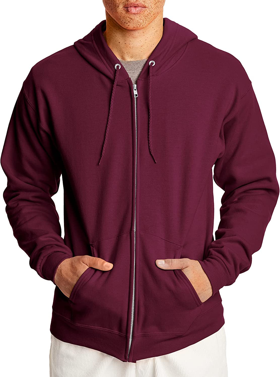 Hanes Men'S Hoodie, Ecosmart Fleece Zip-Front Hooded Sweatshirt, Cotton-Blend Fleece Hooded Sweatshirt, Mid-Weight Zip-Up
