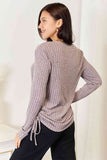 Double Take Drawstring Ribbed Long Sleeve Shirt