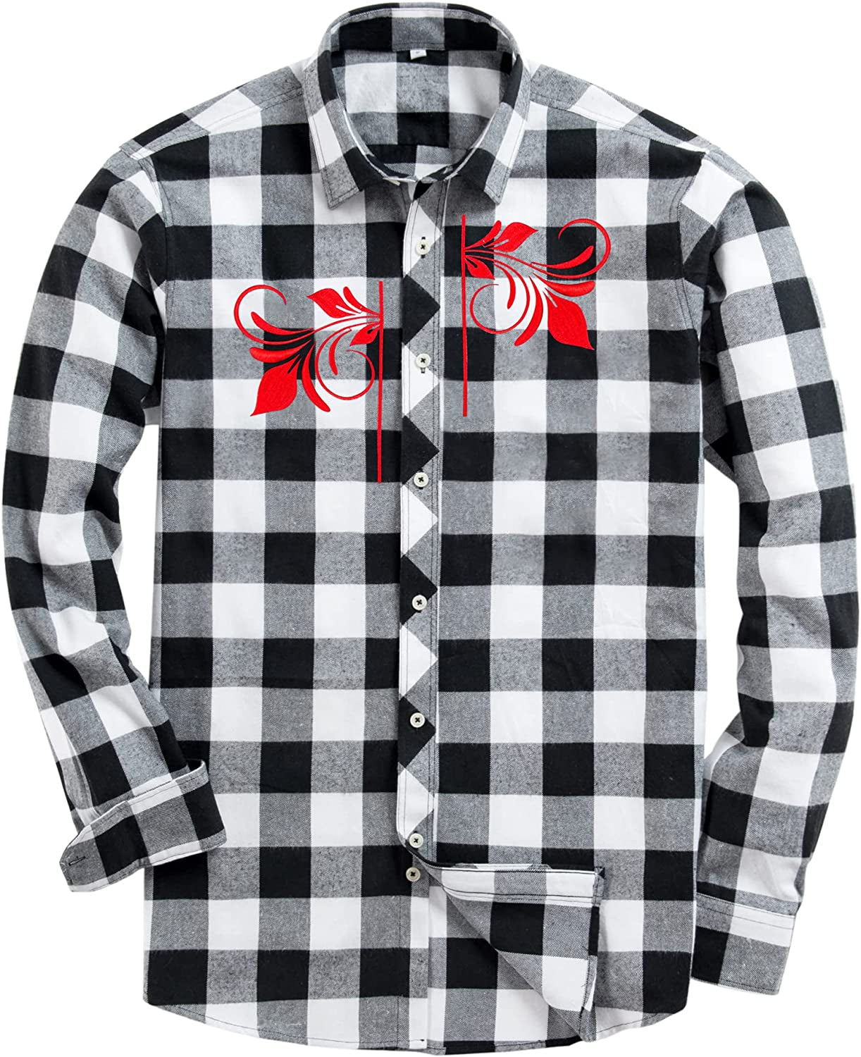 Men'S Button down Regular Fit Long Sleeve Plaid Flannel Casual Shirts