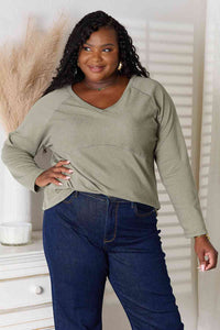 Culture Code  Full Size V-Neck Long Sleeve Shirt