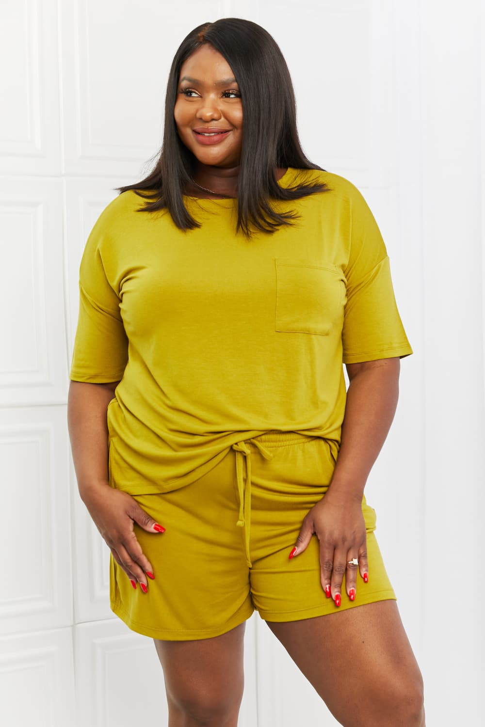 Zenana In The Moment Full Size Lounge Set in Mustard