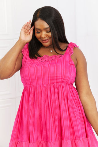 White Birch Make It Count Full Size Lace Detail Mini Dress
