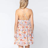 Blush V-neck Open Back Floral Mini Dress