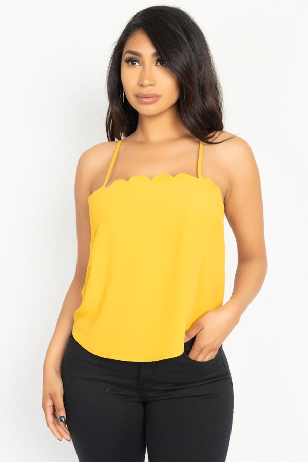 Yellow Scallop Opening Cami Top