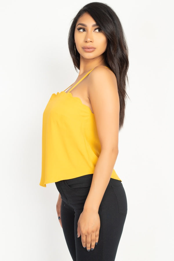 Yellow Scallop Opening Cami Top