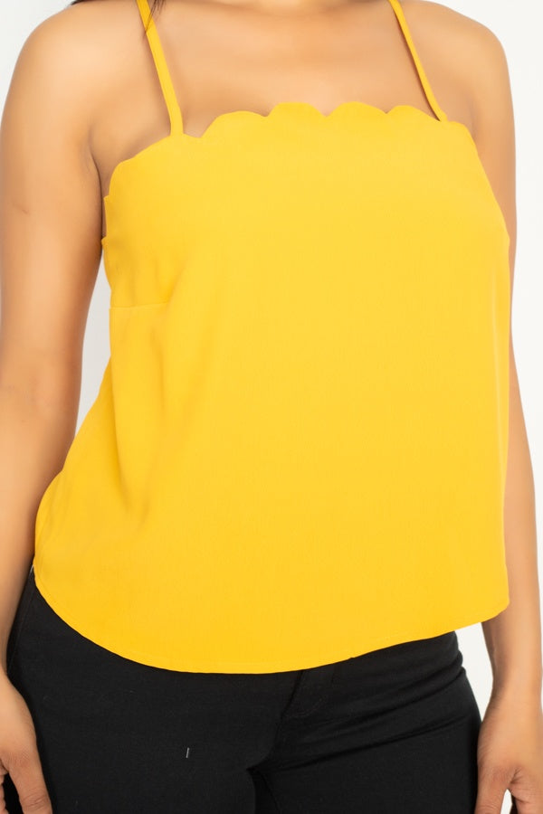 Yellow Scallop Opening Cami Top