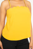 Yellow Scallop Opening Cami Top