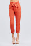 Orange Paper Bag with/ bow Tie Elastic Hem Pants