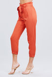 Orange Paper Bag with/ bow Tie Elastic Hem Pants