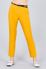 Mustard Classic Woven with Belt Cropped Pants