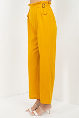 Mustard Waist Paperbag Wide Pants