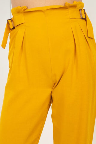 Mustard Waist Paperbag Wide Pants
