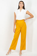 Mustard Waist Paperbag Wide Pants