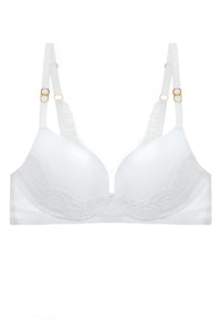 White Solid Lace Demi Bra