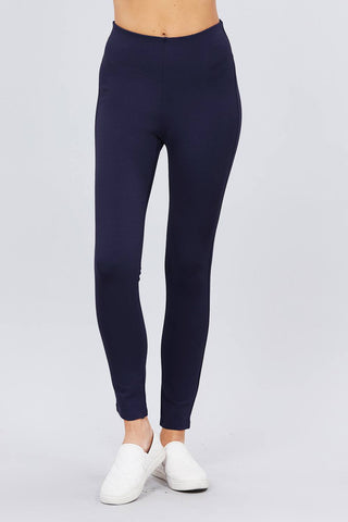 Navy Waist Elastic Band Ponte Pants