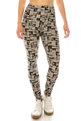 Yoga Style Banded Printed knit leggings 