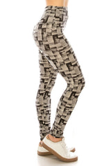 Yoga Style Banded Printed knit leggings 
