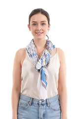 Fashion Small Floral and Stripe Pattern Silky Scarf
