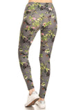Yoga Style Banded Lined Floral Printed Knit Legging 