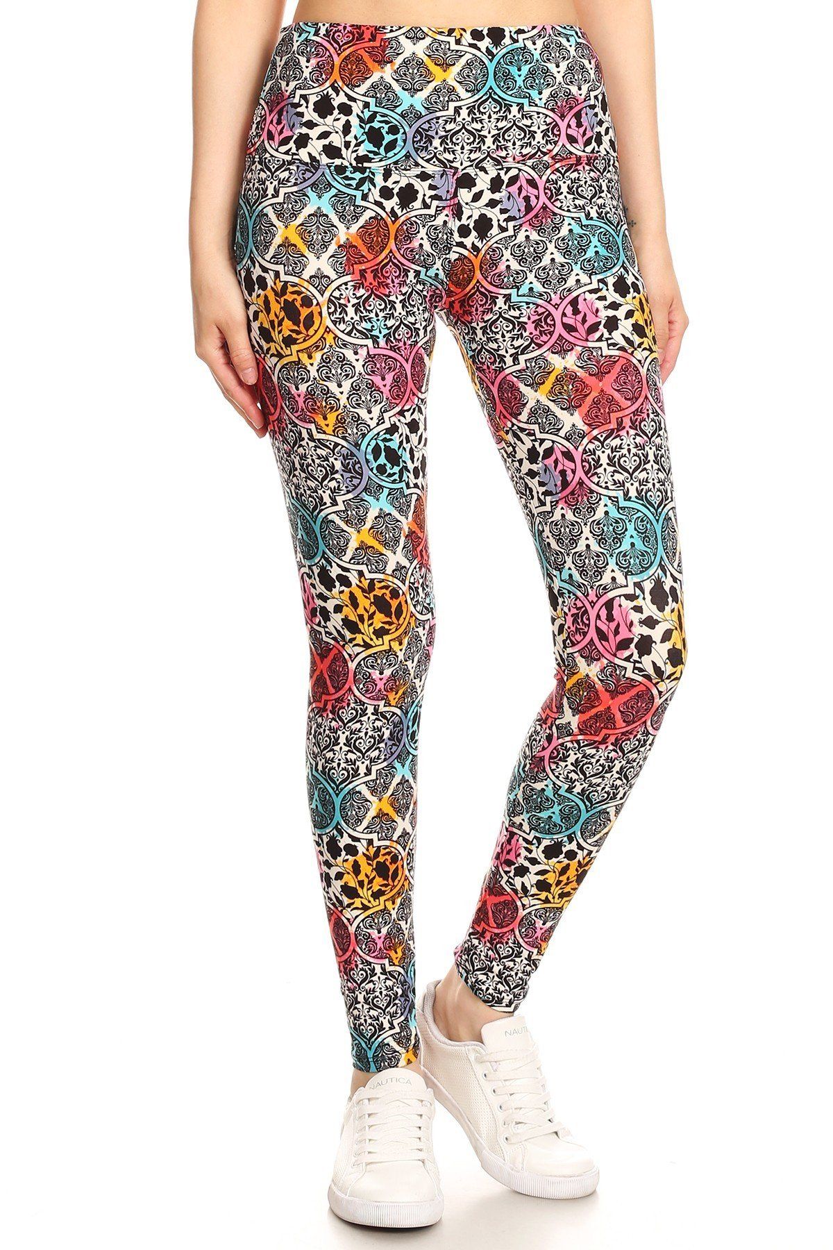Yoga Style Banded Lined Printed Knit Leggings