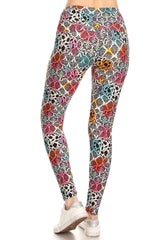 Yoga Style Banded Lined Printed Knit Leggings 