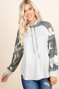 Oat Solid French Terry Casual Women's Hoodie
