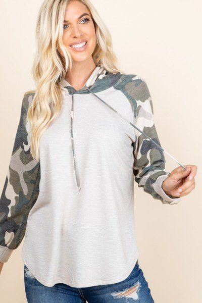 Oat Solid French Terry Casual Women's Hoodie