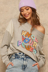 Heather Grey French Terry Knit Graphic Women's Sweatshirt
