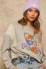 Heather Grey French Terry Knit Graphic Women's Sweatshirt