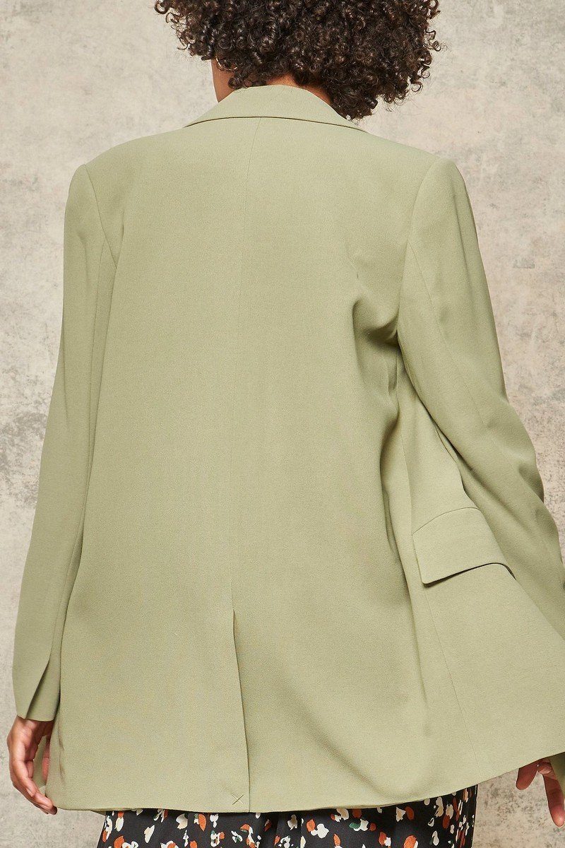 Pesto Solid Woven Blazer Jacket