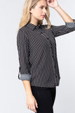 Black 3/4 Sleeve Stripe Women's Shirt