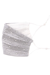 Heather Grey Shiny Silver Metal Studs Fashion Face Mask