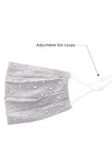 Heather Grey Shiny Silver Metal Studs Fashion Face Mask