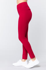 Red Waist Band Long Ponte Pants