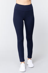 Navy Waist Band Long Ponte Pants