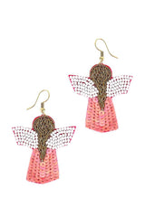 Pink Seed Bead Angle Hook Earring