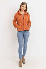 Terracotta Half Zipper Loopie Terry Women's Pullover