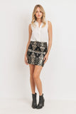 Gold Sequence Pattern Mini Skirt
