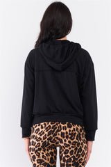 Black Oversize String Tie Hoodie Women's Sweatshirt