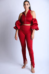 Puff Sleeve Women's Hoodie Set
