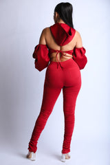 Puff Sleeve Women's Hoodie Set