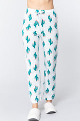 Ice Mint Cactus Print Cotton Women's Pajama