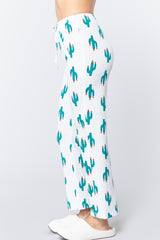 Ice Mint Cactus Print Cotton Women's Pajama
