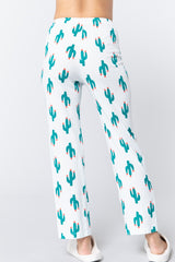 Ice Mint Cactus Print Cotton Women's Pajama